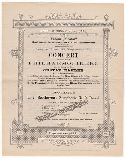 Mahler, Gustav - Playbill Vienna 1901