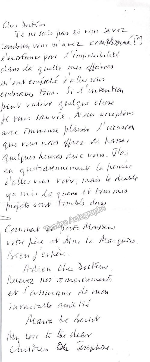 Malibran, Maria - Autograph Letter Signed - Tamino