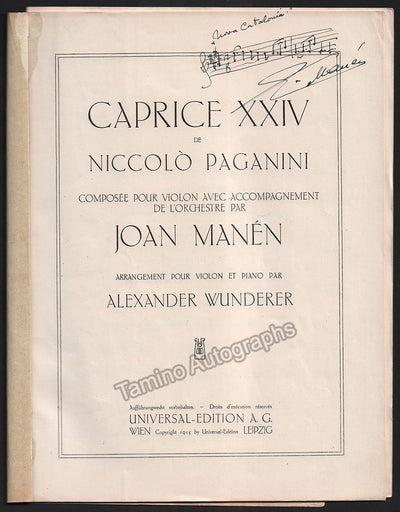 Manen, Joan - Score of Paganini Caprice XXIV Signed