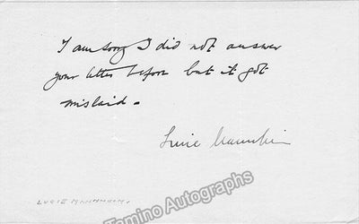 Mannheim, Lucie - Autograph Note Signed