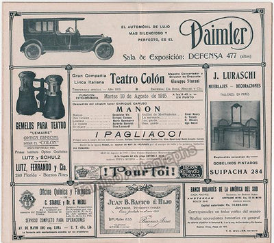 Manon and Pagliacci at Teatro Colon 1915