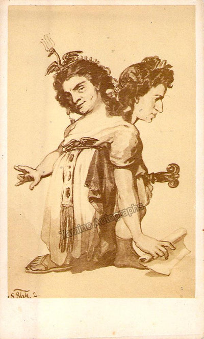 Marchisio, Barbara and Marchisio, Carlotta - Unsigned Vintage CDV caricature in Semiramide