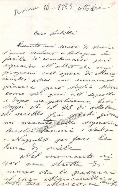 Marconi, Francesco - Autograph Letter Signed 1883