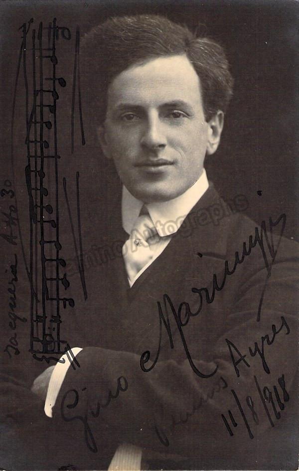 Marinuzzi, Gino - Signed Photo with "Jacquerie" Music Quote - World Premiere 1918
