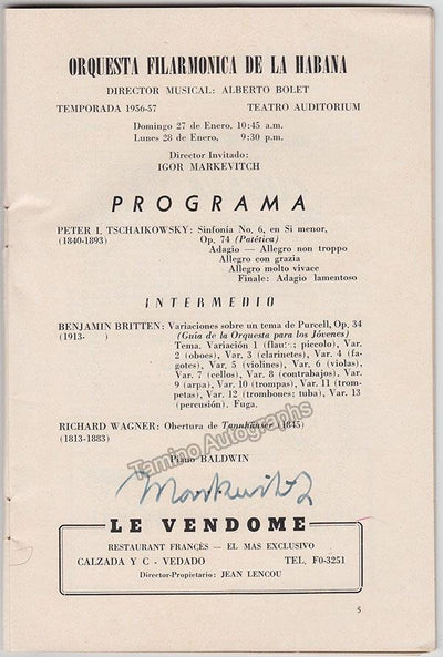 Markevitch, Igor - Signed Program Havana 1957
