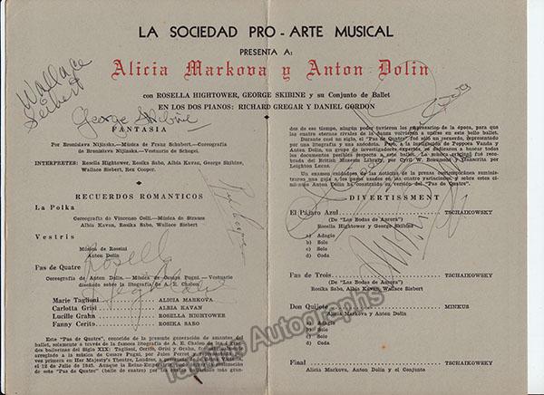 Markova, Alicia - Dolin, Anton - Signed Program Havana 1947 - Tamino