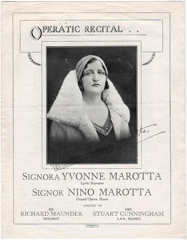 Marotta, Yvonne - Marotta, Nino - Double Signed Program - Tamino