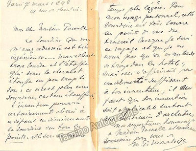Marsick, Martin Pierre - Autograph Letter Signed 1898