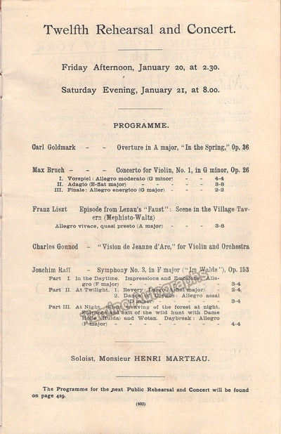 Marteau, Henri - Nikisch, Arthur - Violin Concerto Program 1893