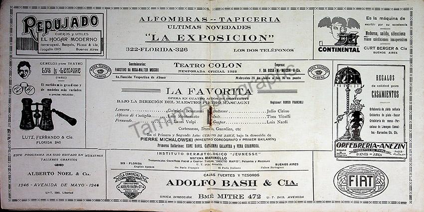 Mascagni, Pietro - 2 Programs Conducting Opera 1922 - Tamino