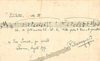 Mascagni, Pietro - Autograph Music Quote 1917
