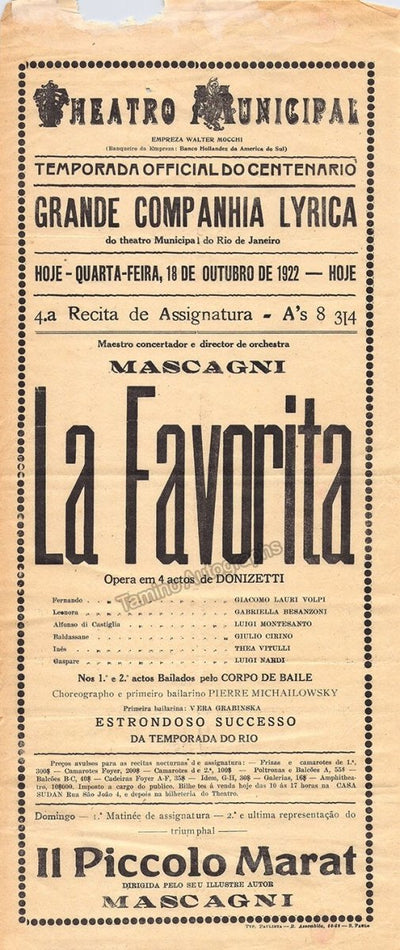 Mascagni, Pietro - Set of 2 Playbills conducting Opera