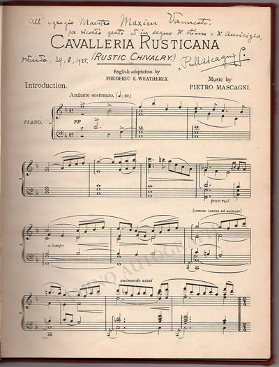 Mascagni, Pietro - Signed Cavalleria Rusticana Score 1925