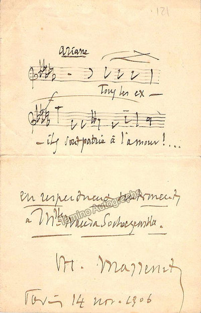 Massenet, Jules - Autograph Music Quote 1906