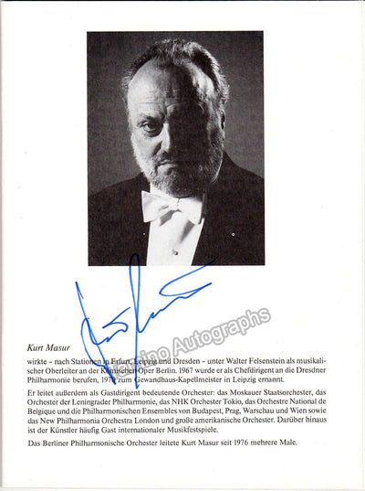 Masur, Kurt - Finke, Eberhard - Wiens, Edith - Heesters, Nicole - Friedrich, Gerhard - Signed Program 1984