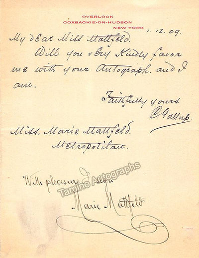 Mattfeld, Marie - Autograph Note Signed 1909