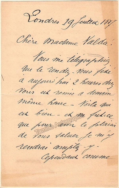 Maurel, Victor - Autograph Letter Signed 1887