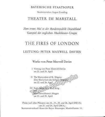 Maxwell Davies, Peter - At Bayerischer Staatsoper