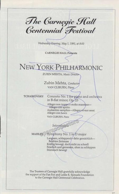 Mehta, Zubin - Signed Cast Page Carnegie Hall, New York 1991