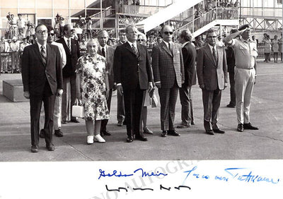Meir, Golda - Brandt, Willy - Puttkamer, Jesco von - Triple Signed Photo