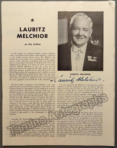 Melchior, Lauritz - Signed Program New York 1955