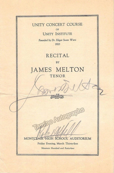 Melton, James - Signed Program 1944