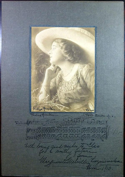 Melville-Liszniewska, Marguerite - Large Signed Photo & Music Quote