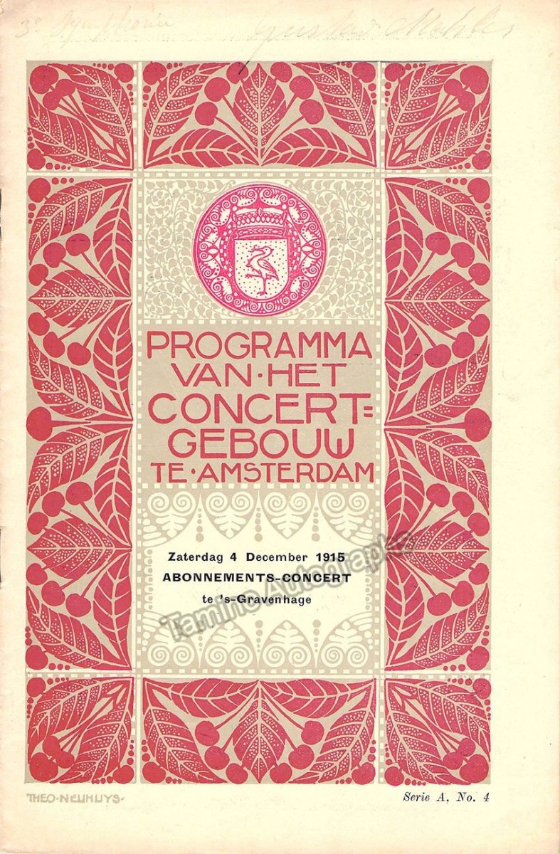 Mengelberg, Willem - Concert Program Amsterdam 1915 - Tamino