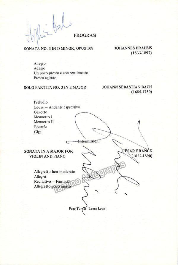 Menuhin, Yehudi - Menuhin, Hephzibah - Double Signed Progam New York 1974 - Tamino