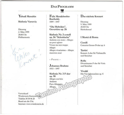 Menuhin, Yehudi - Program Last Concert 1999