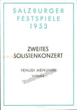 Menuhin, Yehudi - Salzburg Festival Concert Program 1953 with ticket stub