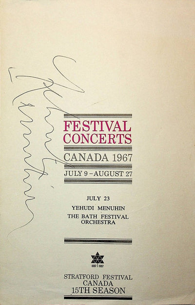 Menuhin, Yehudi - Signed Program Canada 1967