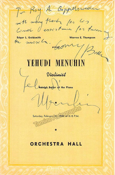 Menuhin, Yehudi - Signed Program Chicago 1948