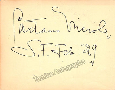 Merola, Gaetano - Album Page Signed 1929