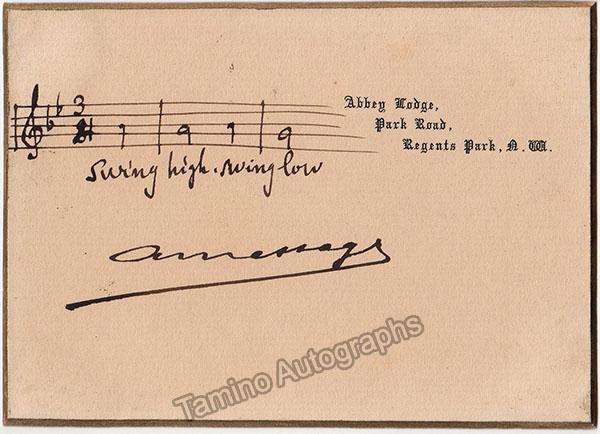 Andre Messager Autograph - Signed Note 1884 & Music Quote Signed ...