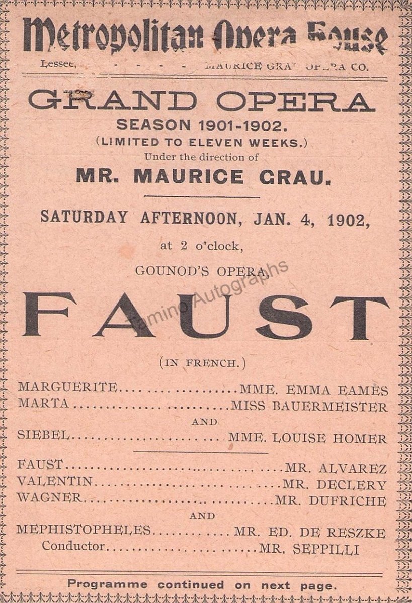 Metropolitan Opera - Collection of Program Clips 1885-1905 – Tamino ...