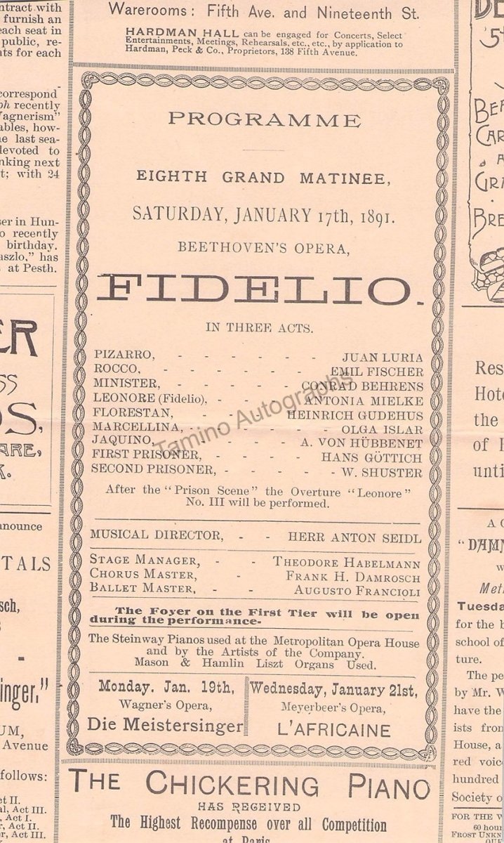 Metropolitan Opera - Collection of Program Clips 1885-1905 – Tamino ...