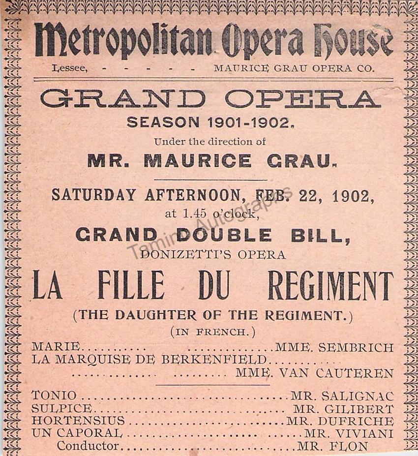 Metropolitan Opera - Collection of Program Clips 1885-1905 – Tamino ...