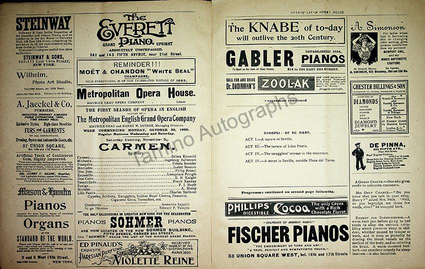 Metropolitan Opera - Full Program Lot 1889-1900 – Tamino