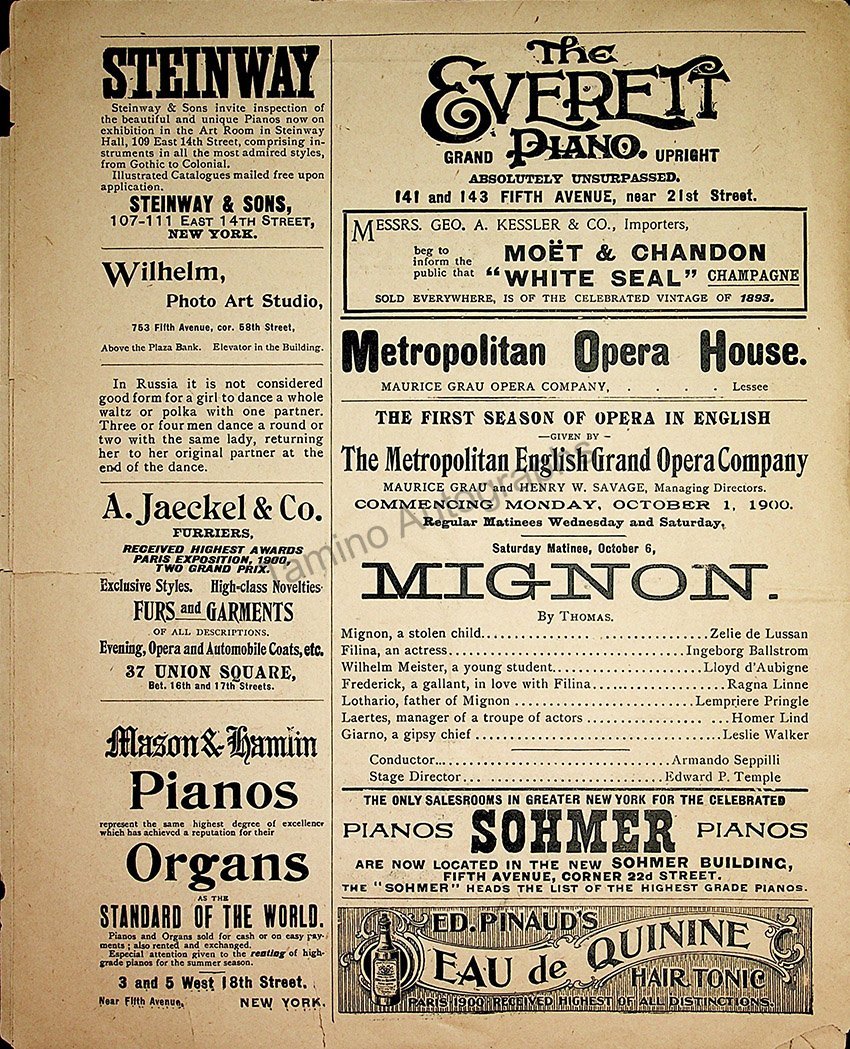 Metropolitan Opera - Full Program Lot 1889-1900 – Tamino