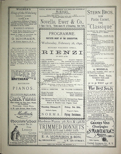 Metropolitan Opera - Full Program Lot 1889-1900