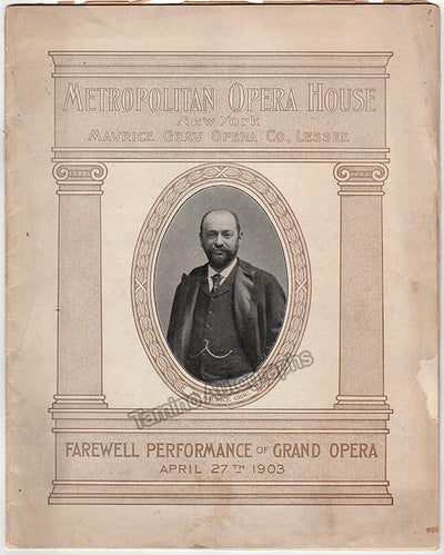 Metropolitan Opera - Maurice Grau Farewell Gala Program 1903