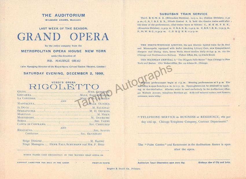 Metropolitan Opera on Tour - Chicago Programs 1894-1905 - Tamino
