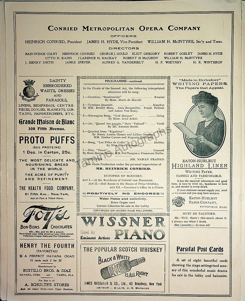 Metropolitan Opera - Program Lot 1901-1910 – Tamino