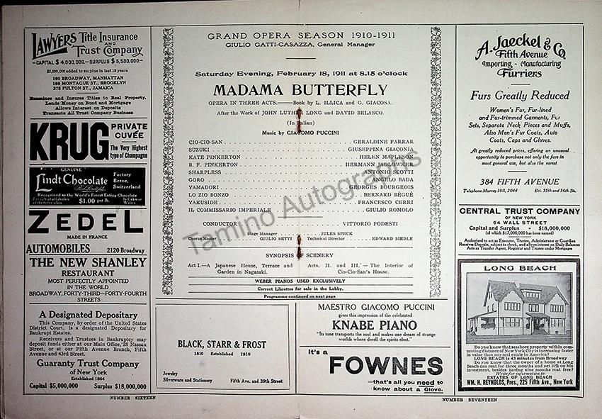 Metropolitan Opera - Program Lot 1910-1918 – Tamino
