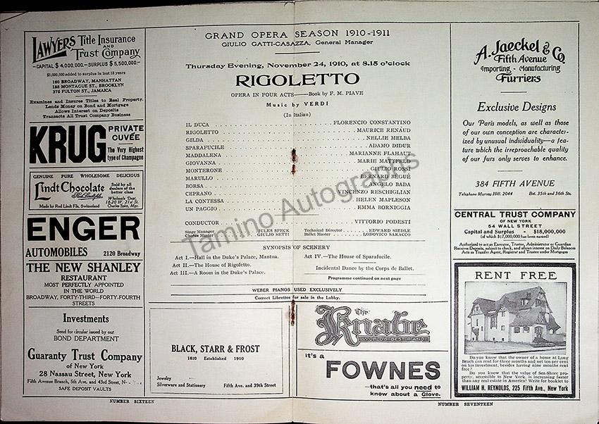 Metropolitan Opera - Program Lot 1910-1918 – Tamino