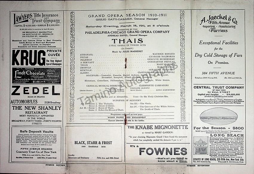 Metropolitan Opera - Program Lot 1910-1918 – Tamino