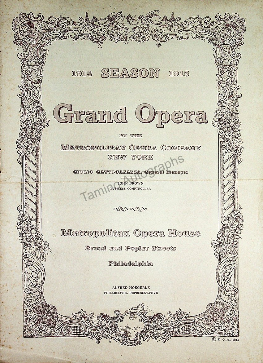 Metropolitan Opera - Program Lot 1910-1918 – Tamino