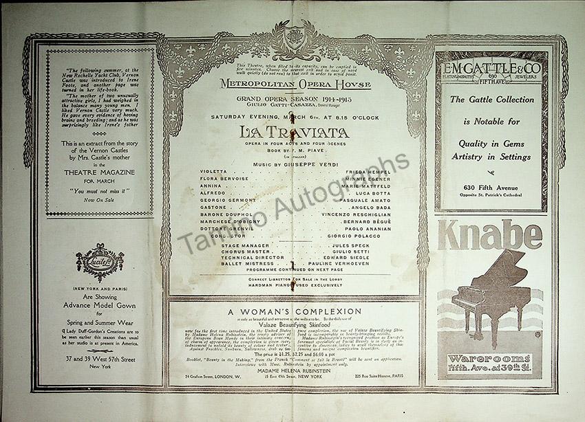 Metropolitan Opera - Program Lot 1910-1918 – Tamino