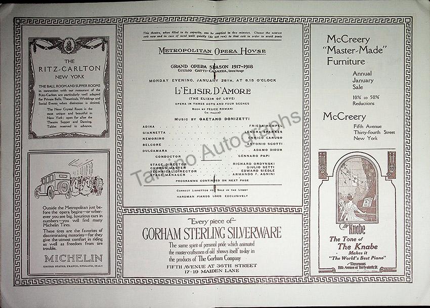 Metropolitan Opera - Program Lot 1910-1918 – Tamino